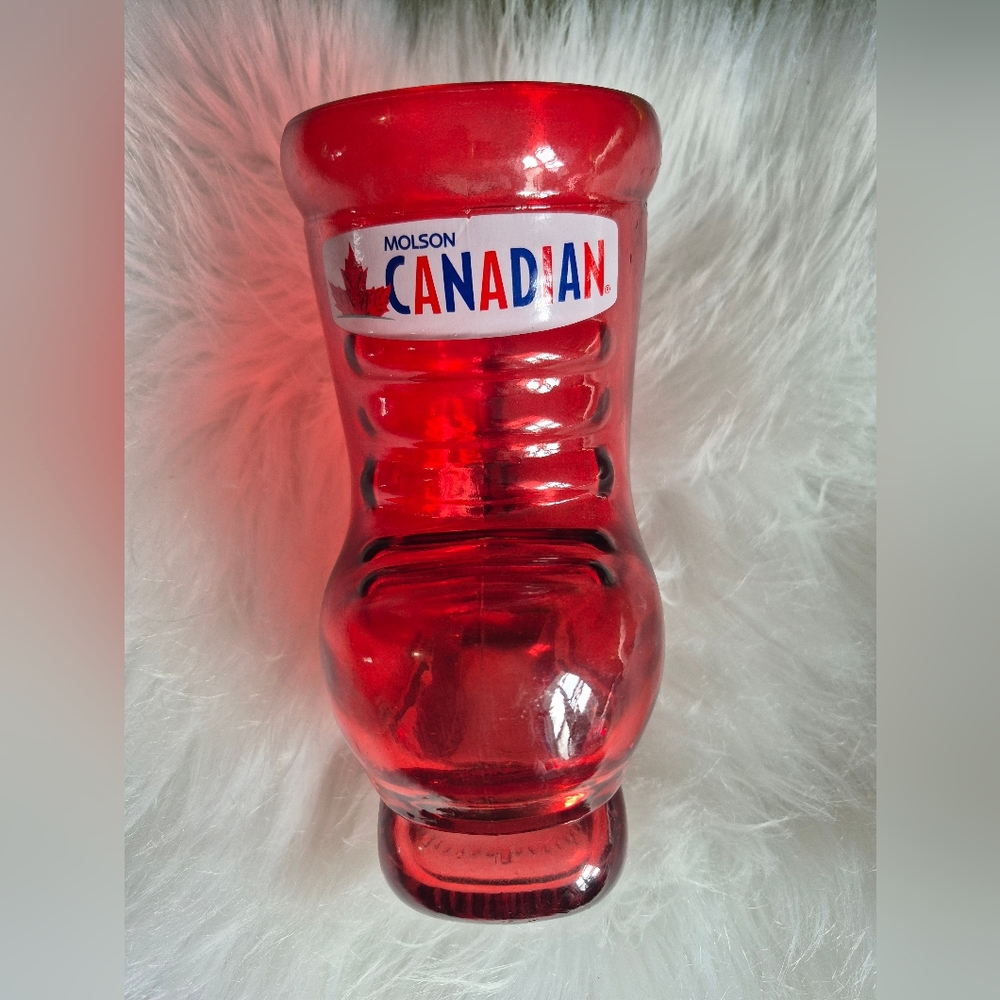 Vintage Molson Canadian Glass Beer Mug Hockey Ice Skate Collectible